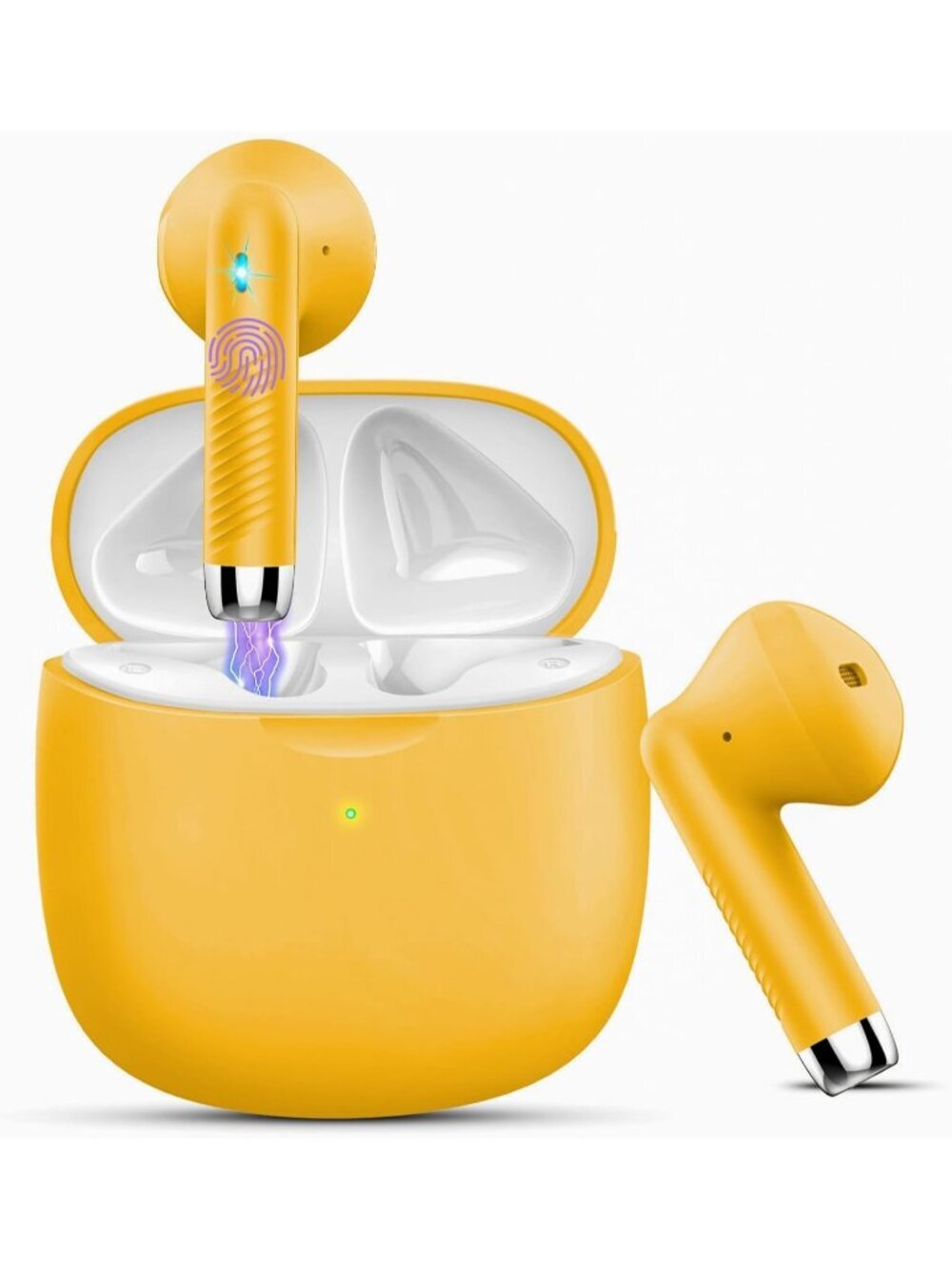 Wireless Yellow Stereo Bass Ear Noise Cancelling Mic 32H Bluetooth 5.4 Earbud